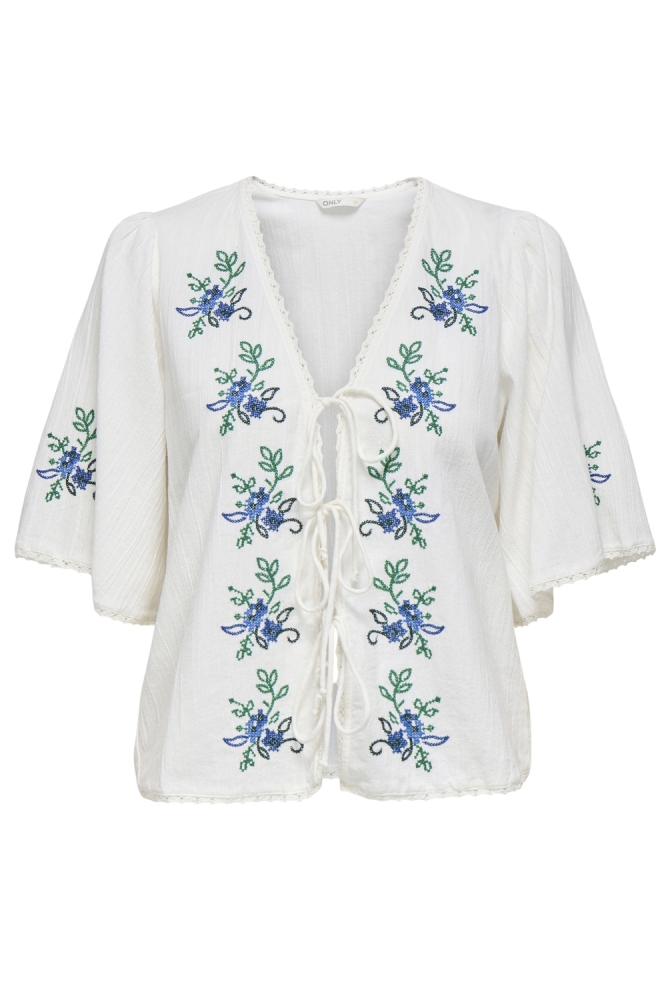 PGAYLA 2/4 TOP 15360665 CLOUD DANCER/BLUE GREEN EMB